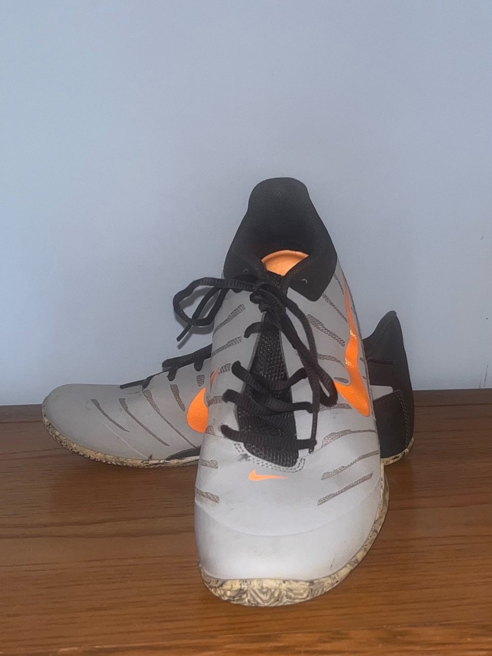 Nike Women's Gray Athletic Sneakers with Orange Swoosh